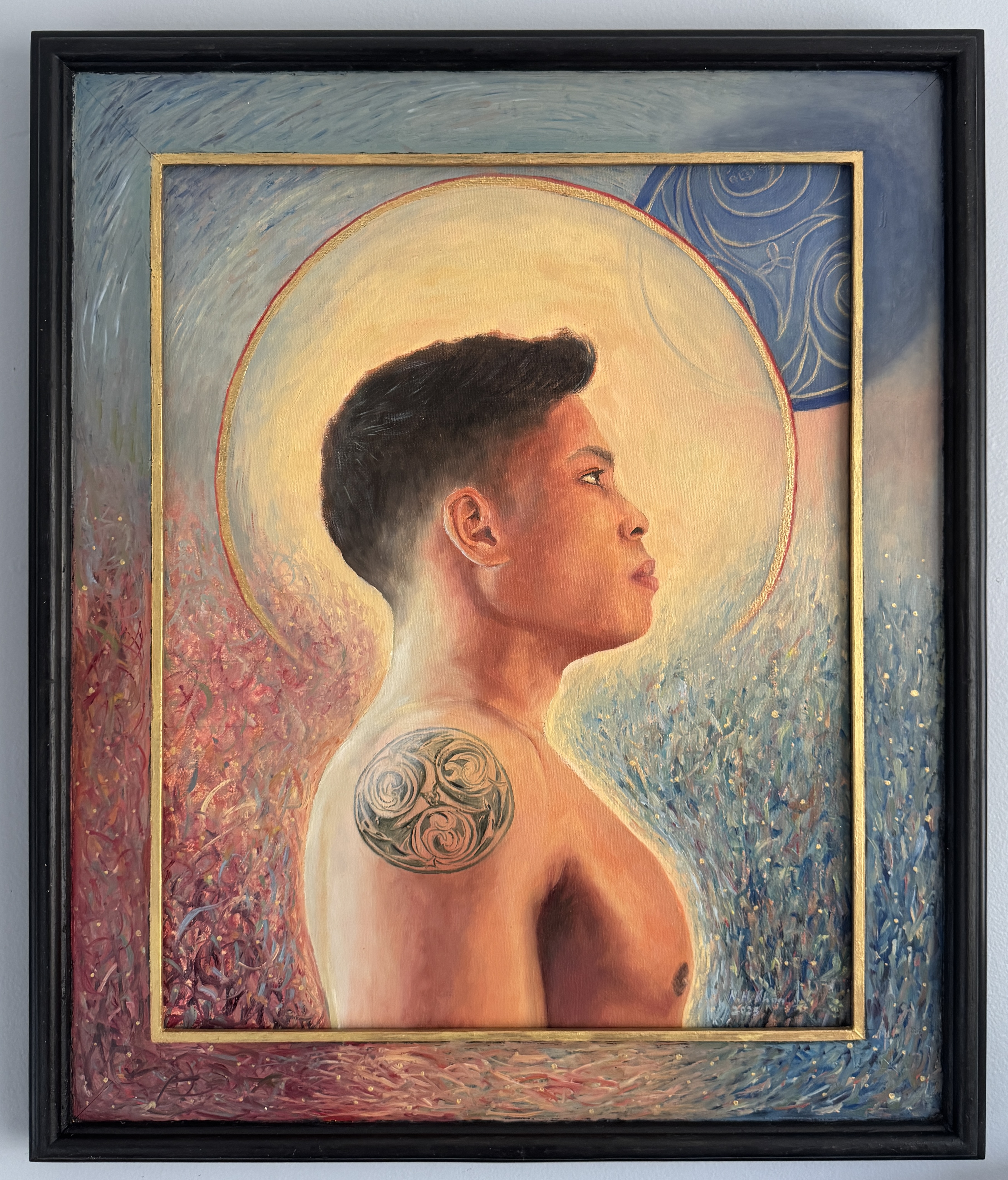 Nicholas Khan painting his own self-portrait