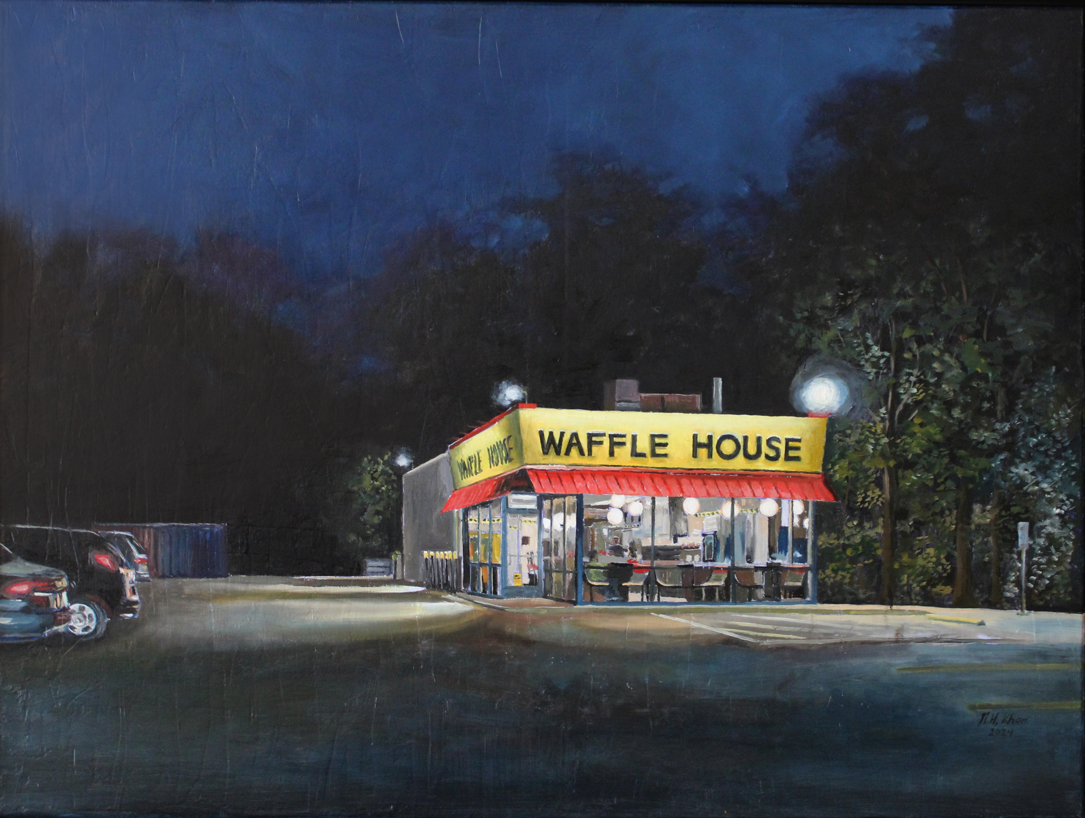 Waffle House at Night painting